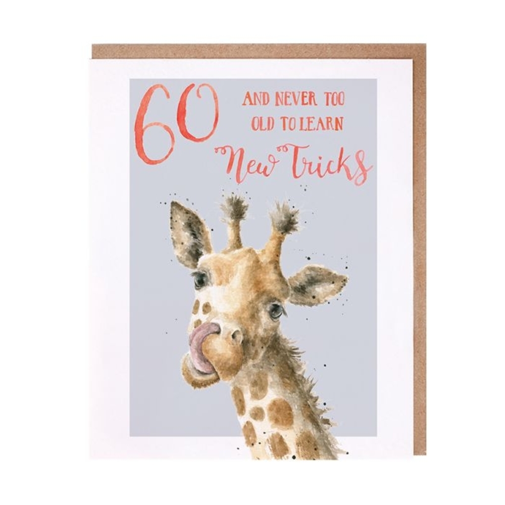 Giraffe Birthday Card '60 And Never Too Old To Learn New Tricks' - Picture 2 of 4